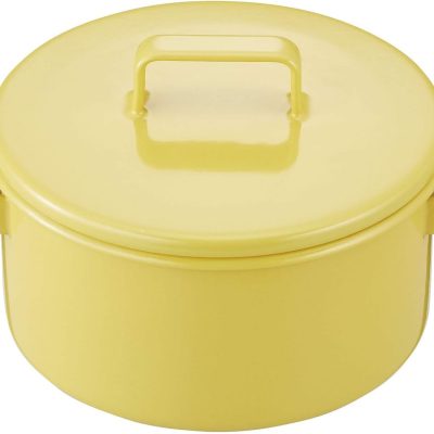 Two-Handled Pot, Casserole, Enamel, 7.9 inches (20 cm), Induction Compatible, Oven Safe, Dishwasher Safe, Yellow