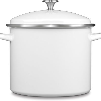 Enamel on Steel Stockpot with Cover, 12-Quart, White