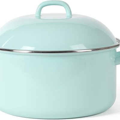 6.4-Quart Enamel On Steel Scratch Resistant Dutch Oven w/Lid - Martha Blue, Induction Safe