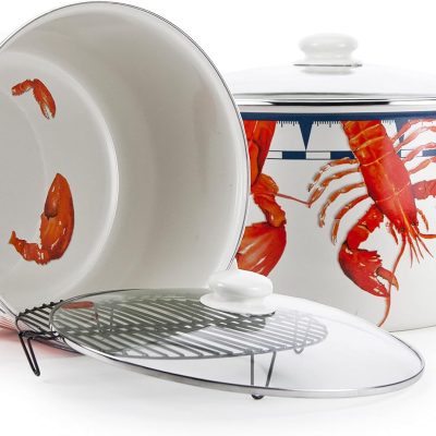 Enamelware Soup or Stock Pot, 18 quart, Lobster