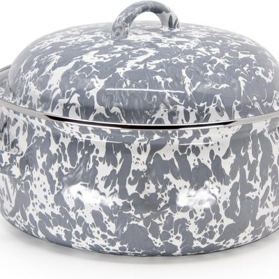 Enamelware Dutch Oven, 4 quart, Grey Swirl