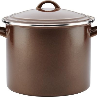 Kitchenware  Enamel on Steel Stock Pot/Stockpot with Lid, 12 Quart, Brown Sugar